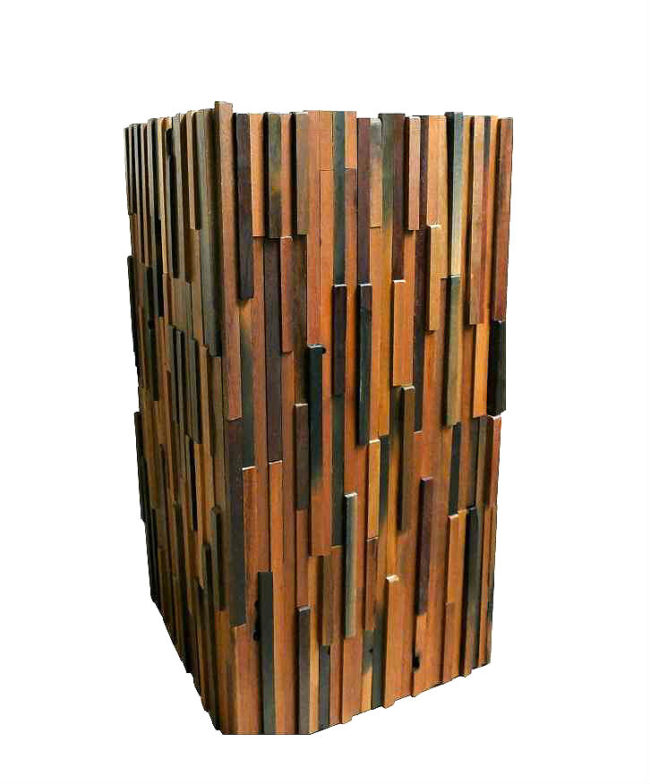 wood mosaic planter, decorative planter, wood planter, tall wood planter, wooden planter, zinc planter, metal planter, plant pot, mosaic planter, planters uk