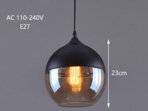 Decorative Filament Light, Amber Glass Pendant light, Glass Pendant light. Round Glass Pendant light