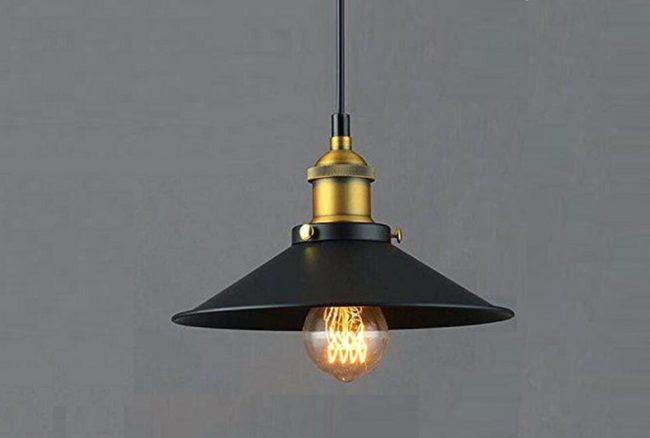 Vintage metal Light, Vintage Black Metal Pendant Light, Vintage Pendant Light