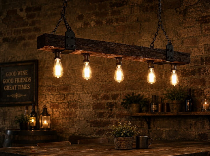 Suspended Faux Wood Beam lights, Hanging, Ceiling lights - Image 2