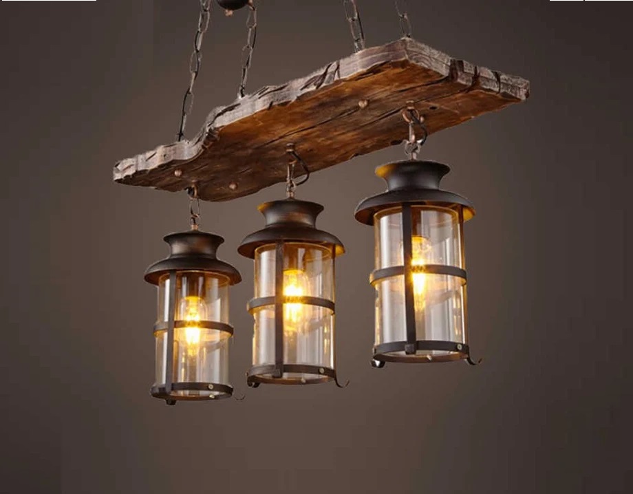 Wood Beam Lights, Pendant, Hanging, Farmhouse, Industrial