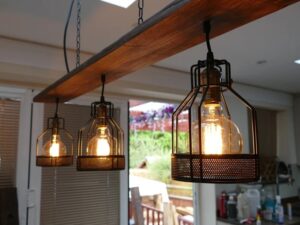 Suspended Reclaimed Light, Wood Timber Light, Ceiling Lighting